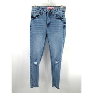 Crystal Rock Skinny Ankle Jeans Womens 7 Blue Distressed Stretch Mid Rise Denim